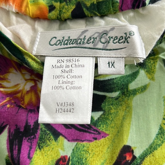 Coldwater Creek Tropical Green Floral Print 3 Tiered Cotton Skirt 1X - Picture 5 of 12